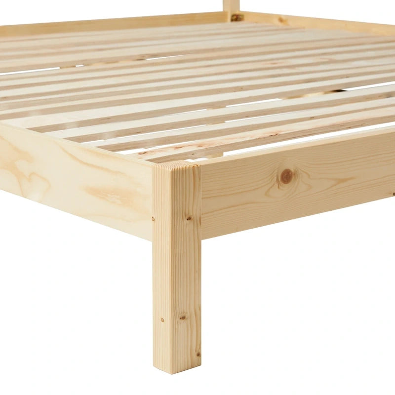 Cadre de lit King size Boho en rotin et bois massif avec tête de lit