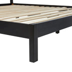 Cadre de lit King size Boho en rotin et bois massif avec tête de lit