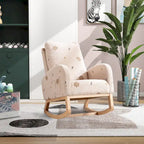 Fauteuil à bascule rembourré moderne avec poches latérales, chaise de chambre d'enfant en bois à dossier haut