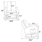 Fauteuil à bascule rembourré moderne avec poches latérales, chaise de chambre d'enfant en bois à dossier haut