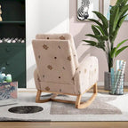 Fauteuil à bascule rembourré moderne avec poches latérales, chaise de chambre d'enfant en bois à dossier haut