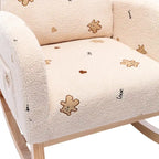 Fauteuil à bascule rembourré moderne avec poches latérales, chaise de chambre d'enfant en bois à dossier haut