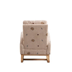 Fauteuil à bascule rembourré moderne avec poches latérales, chaise de chambre d'enfant en bois à dossier haut