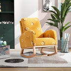 Fauteuil à bascule rembourré moderne avec poches latérales, chaise de chambre d'enfant en bois à dossier haut