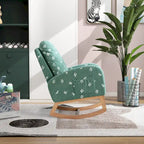 Fauteuil à bascule rembourré moderne avec poches latérales, chaise de chambre d'enfant en bois à dossier haut