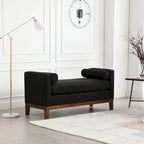 Banc capitonné élégant de 53,5 po, pouf avec pieds en bois et traversins pour pied de lit, chambre à coucher, salon, entrée.
