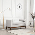 Banc capitonné élégant de 53,5 po, pouf avec pieds en bois et traversins pour pied de lit, chambre à coucher, salon, entrée.