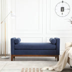 Banc capitonné élégant de 53,5 po, pouf avec pieds en bois et traversins pour pied de lit, chambre à coucher, salon, entrée.