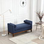 Banc capitonné élégant de 53,5 po, pouf avec pieds en bois et traversins pour pied de lit, chambre à coucher, salon, entrée.