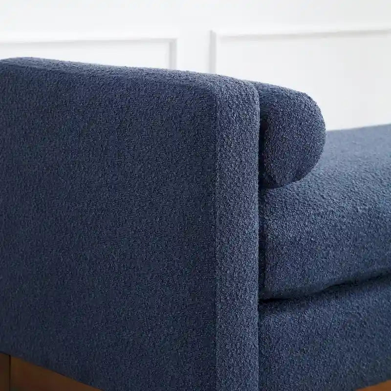 Banc capitonné élégant de 53,5 po, pouf avec pieds en bois et traversins pour pied de lit, chambre à coucher, salon, entrée.