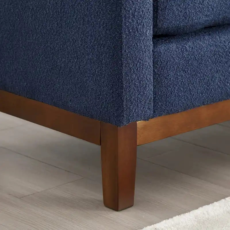 Banc capitonné élégant de 53,5 po, pouf avec pieds en bois et traversins pour pied de lit, chambre à coucher, salon, entrée.