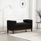 Banc capitonné élégant de 53,5 po, pouf avec pieds en bois et traversins pour pied de lit, chambre à coucher, salon, entrée.