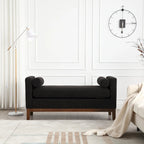 Banc capitonné élégant de 53,5 po, pouf avec pieds en bois et traversins pour pied de lit, chambre à coucher, salon, entrée.
