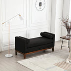 Banc capitonné élégant de 53,5 po, pouf avec pieds en bois et traversins pour pied de lit, chambre à coucher, salon, entrée.