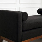 Banc capitonné élégant de 53,5 po, pouf avec pieds en bois et traversins pour pied de lit, chambre à coucher, salon, entrée.