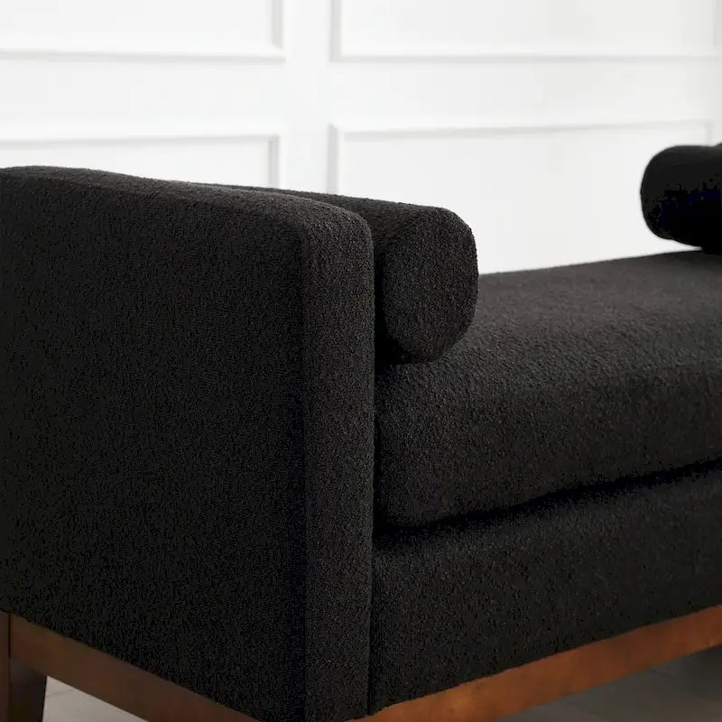 Banc capitonné élégant de 53,5 po, pouf avec pieds en bois et traversins pour pied de lit, chambre à coucher, salon, entrée.