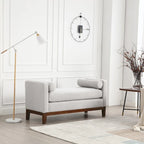 Banc capitonné élégant de 53,5 po, pouf avec pieds en bois et traversins pour pied de lit, chambre à coucher, salon, entrée.