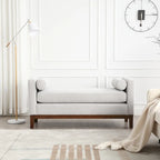Banc capitonné élégant de 53,5 po, pouf avec pieds en bois et traversins pour pied de lit, chambre à coucher, salon, entrée.