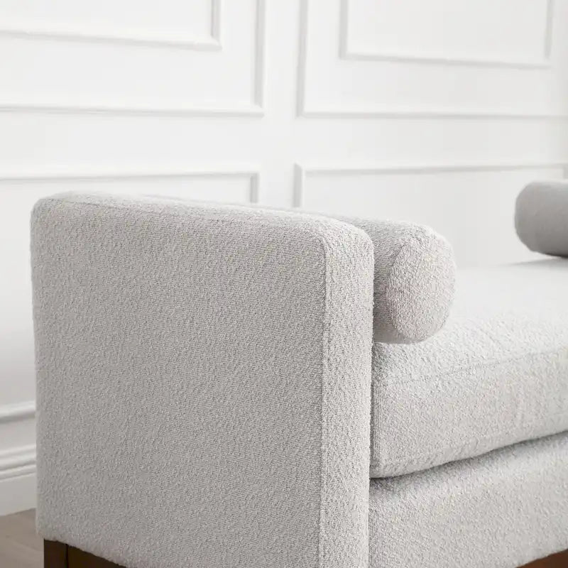 Banc capitonné élégant de 53,5 po, pouf avec pieds en bois et traversins pour pied de lit, chambre à coucher, salon, entrée.
