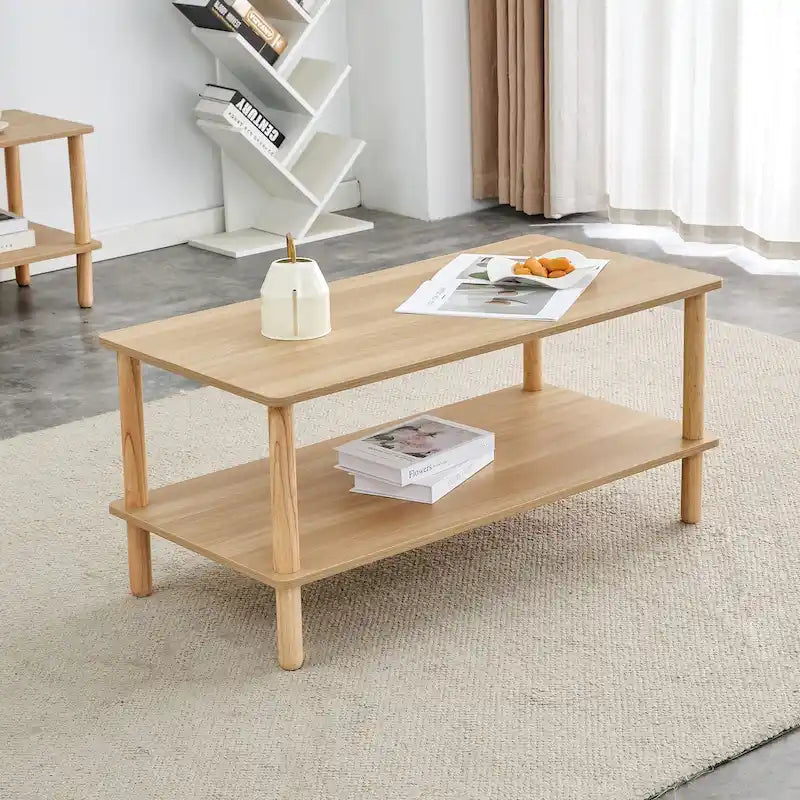 Table basse rectangulaire à 2 niveaux pour salon