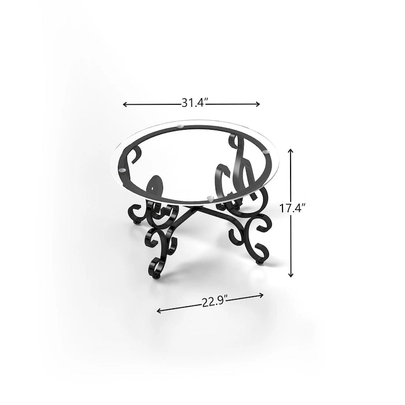 Ensemble de 3 tables basses avec surface en verre trempé, table basse ronde et table d'appoint avec construction robuste pour le salon