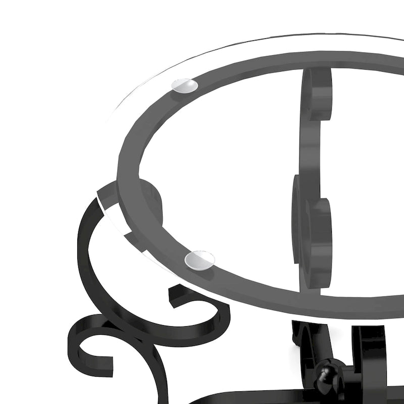 Ensemble de 3 tables basses avec surface en verre trempé, table basse ronde et table d'appoint avec construction robuste pour le salon