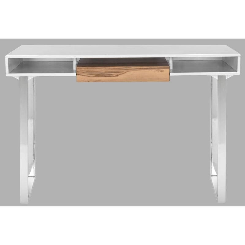 Bureau d'ordinateur Bettyjane moderne blanc/chrome