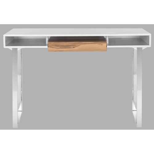 Bureau d'ordinateur Bettyjane moderne blanc/chrome