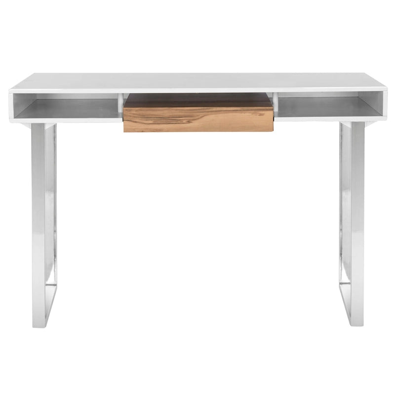 Bureau d'ordinateur Bettyjane moderne blanc/chrome