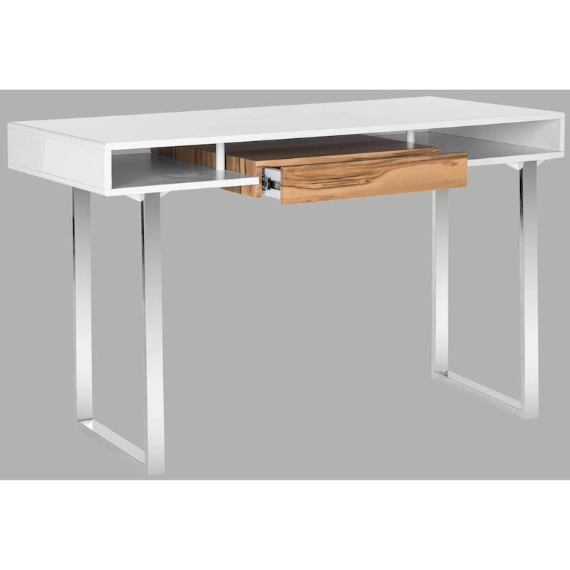 Bureau d'ordinateur Bettyjane moderne blanc/chrome