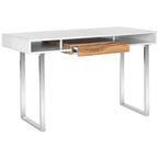 Bureau d'ordinateur Bettyjane moderne blanc/chrome