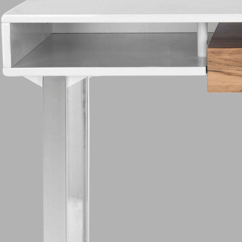 Bureau d'ordinateur Bettyjane moderne blanc/chrome