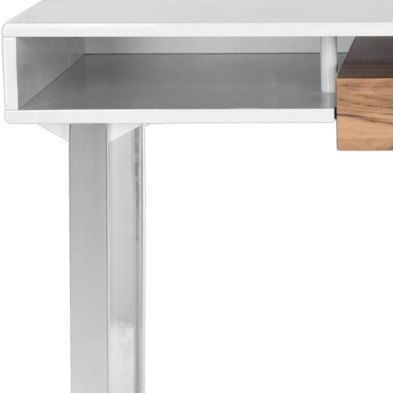 Bureau d'ordinateur Bettyjane moderne blanc/chrome