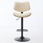 Lot de 2 tabourets de bar pivotants modernes avec dossier en cuir, assise rembourrée, base chromée, hauteur réglable, pour îlot de cuisine