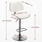 Lot de 2 tabourets de bar pivotants modernes avec dossier en cuir, assise rembourrée, base chromée, hauteur réglable, pour îlot de cuisine