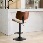 Lot de 2 tabourets de bar pivotants modernes avec dossier en cuir, assise rembourrée, base chromée, hauteur réglable, pour îlot de cuisine