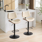 Lot de 2 tabourets de bar pivotants modernes avec dossier en cuir, assise rembourrée, base chromée, hauteur réglable, pour îlot de cuisine