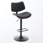 Lot de 2 tabourets de bar pivotants modernes avec dossier en cuir, assise rembourrée, base chromée, hauteur réglable, pour îlot de cuisine