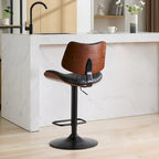 Lot de 2 tabourets de bar pivotants modernes avec dossier en cuir, assise rembourrée, base chromée, hauteur réglable, pour îlot de cuisine