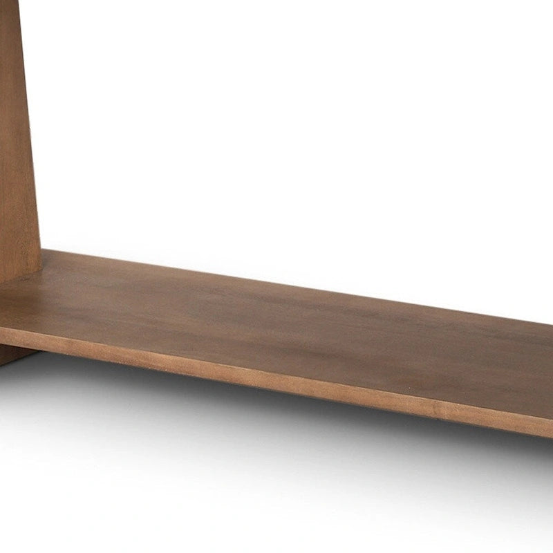 Console en bois massif brun de 67 po avec étagère - 67 po x 30 po x 15,5 po