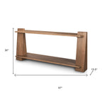 Console en bois massif brun de 67 po avec étagère - 67 po x 30 po x 15,5 po