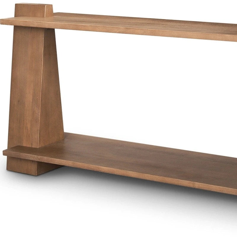 Console en bois massif brun de 67 po avec étagère - 67 po x 30 po x 15,5 po