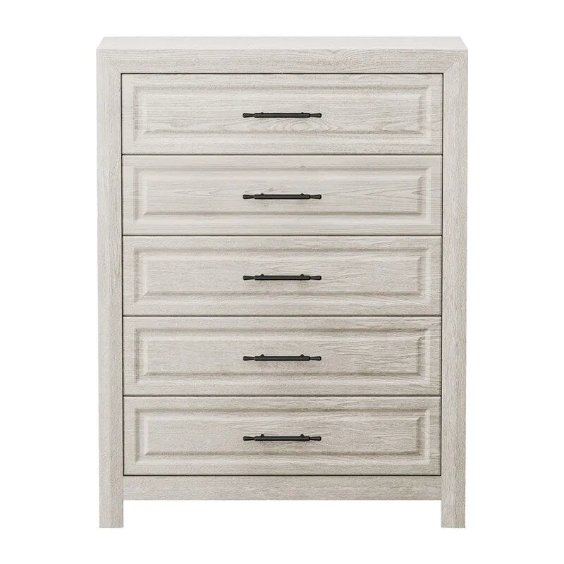 Commode élégante à 5 tiroirs en MDF avec finition aspect bois