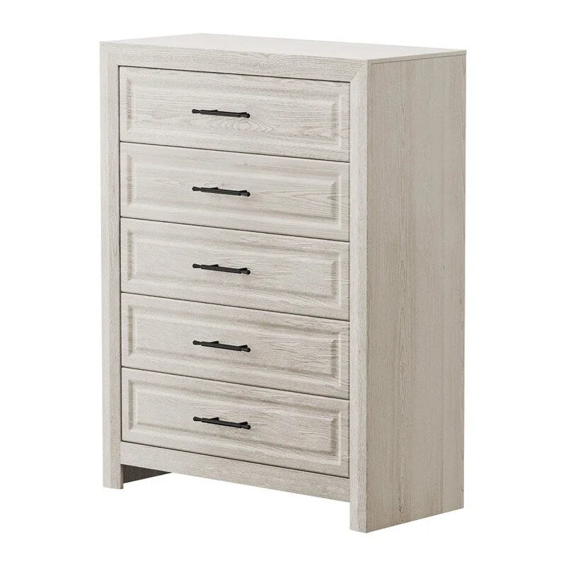 Commode élégante à 5 tiroirs en MDF avec finition aspect bois