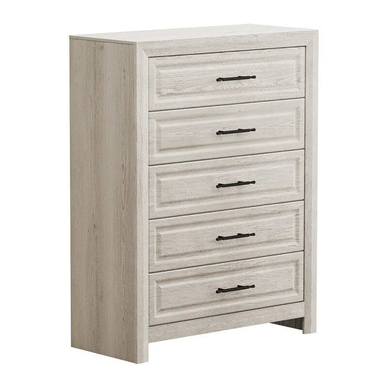 Commode élégante à 5 tiroirs en MDF avec finition aspect bois