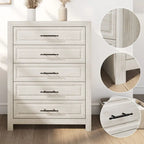 Commode élégante à 5 tiroirs en MDF avec finition aspect bois