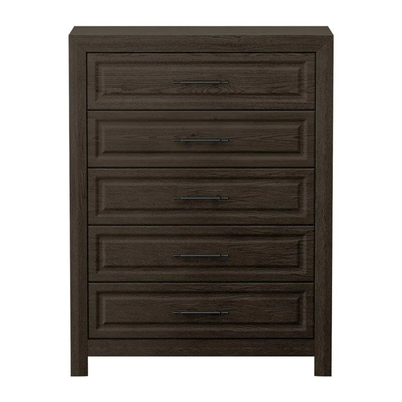 Commode élégante à 5 tiroirs en MDF avec finition aspect bois