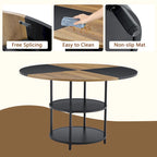 Ensemble de salle à manger moderne, table ronde avec rangement et chaises de salle à manger en tissu technique, facile à installer