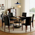 Ensemble de salle à manger moderne, table ronde avec rangement et chaises de salle à manger en tissu technique, facile à installer