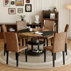 Ensemble de salle à manger moderne, table ronde avec rangement et chaises de salle à manger en tissu technique, facile à installer